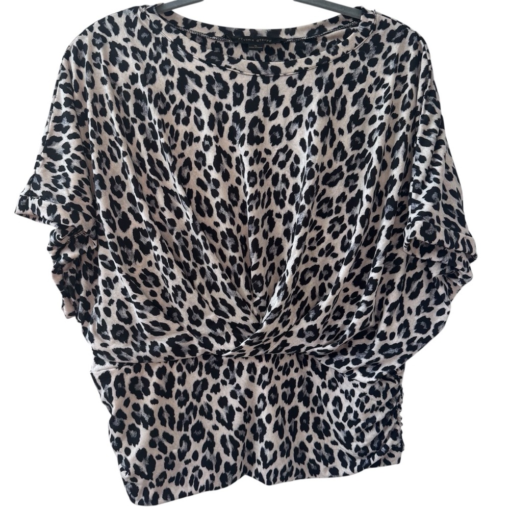 Cynthia Steffe Black and Cream Leopard Blouse